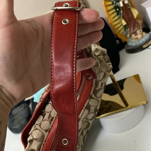 Coach Signature Soho Hobo Shoulder
Bag Red Tan Monogram K1K-6070 - Picture 12 of 13